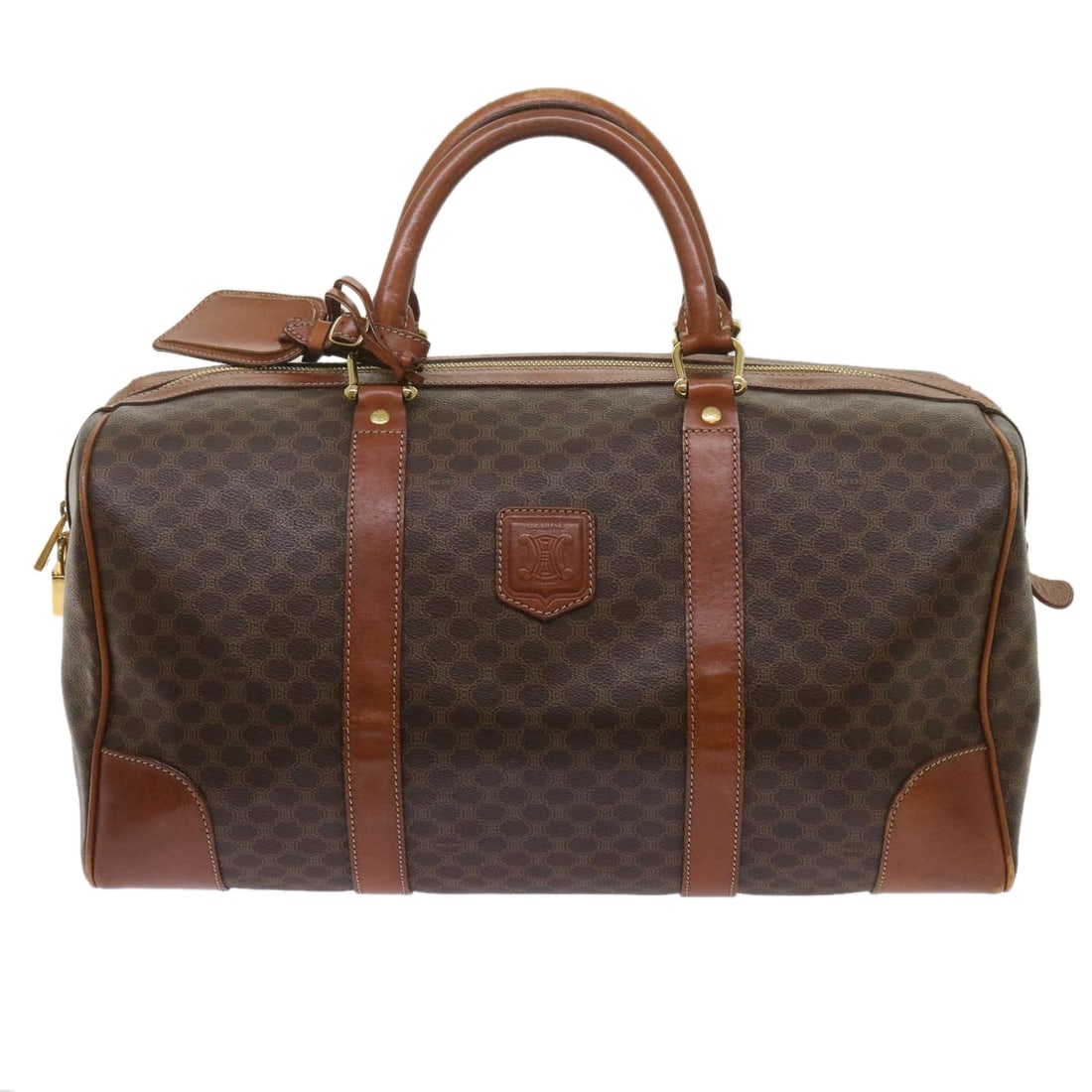 Celine Macadam: Celine Macadam Brand: Celine Model: Macadam Color: Brown Material: Canvas Dimensions: W40cm x H20cm x D21cm Country of Origin: France Comments: Introducing the Celine Macadam Canvas Boston Bag in a ti