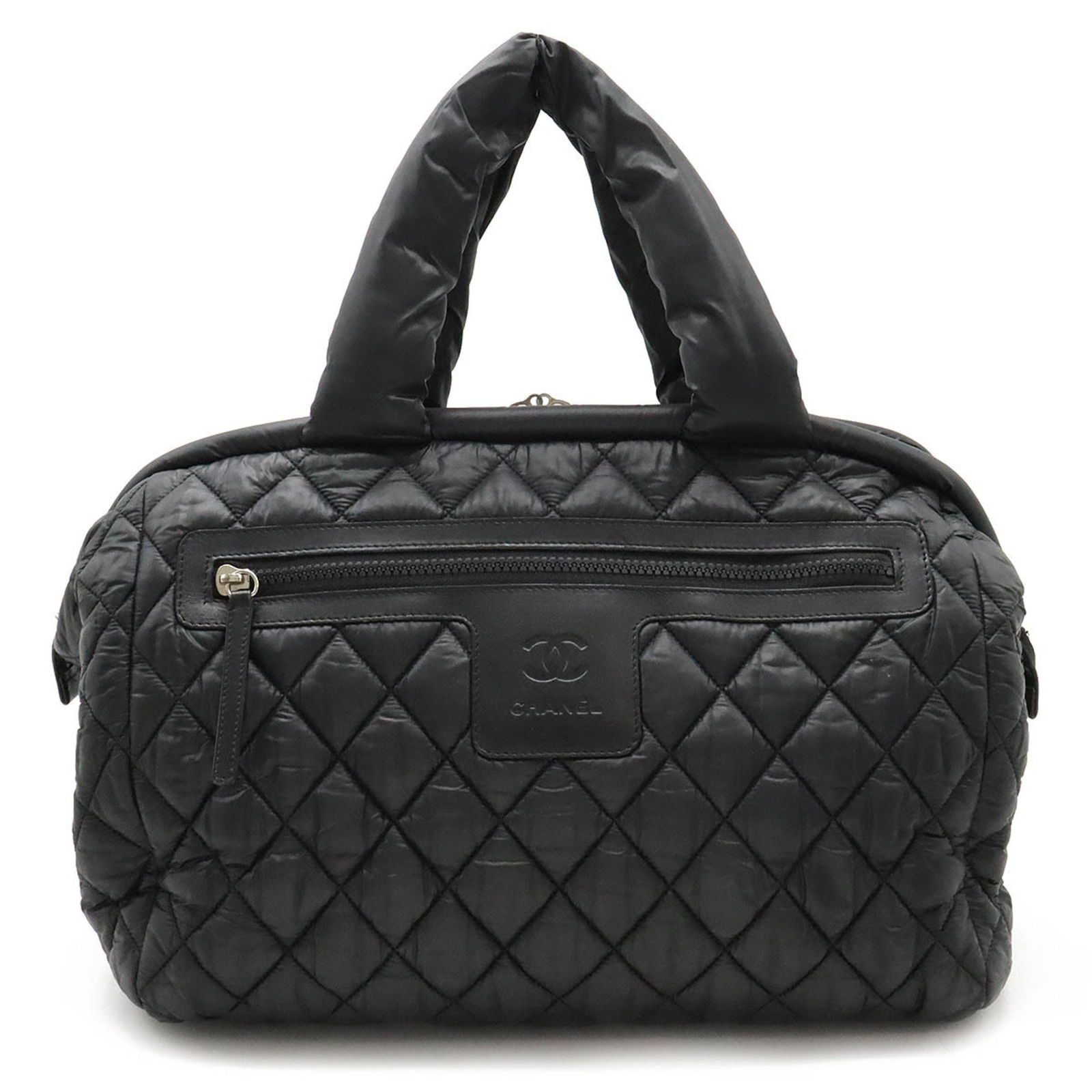 CHANEL Cococoon Quilted Tote Bag Handbag Boston Nylon Leather Black 7205: CHANEL Cococoon Quilted Tote Bag Handbag Boston Nylon Leather Black 7205 Brand: Chanel Model: A47205 Type: Boston bag Handbag Tote bag Material: Nylon Leather Nylon: Leather: Color: Black Inner Pocket