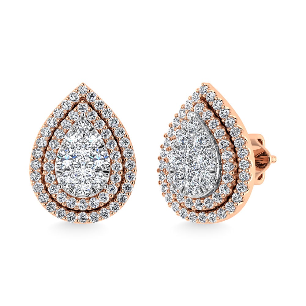 Diamond 7/8 Ct.Tw. Fashion Earrings in 14K Rose Gold: Diamond 7/8 Ct.Tw. Fashion Earrings in 14K Rose Gold Metal: 14k Rose Gold Stone Count: 124.0 Stone Shape: Round Stone Type: Diamond Stone Color: G-h Stone Clarity: Si3 Stone Weight (Carat): 0.87 The M