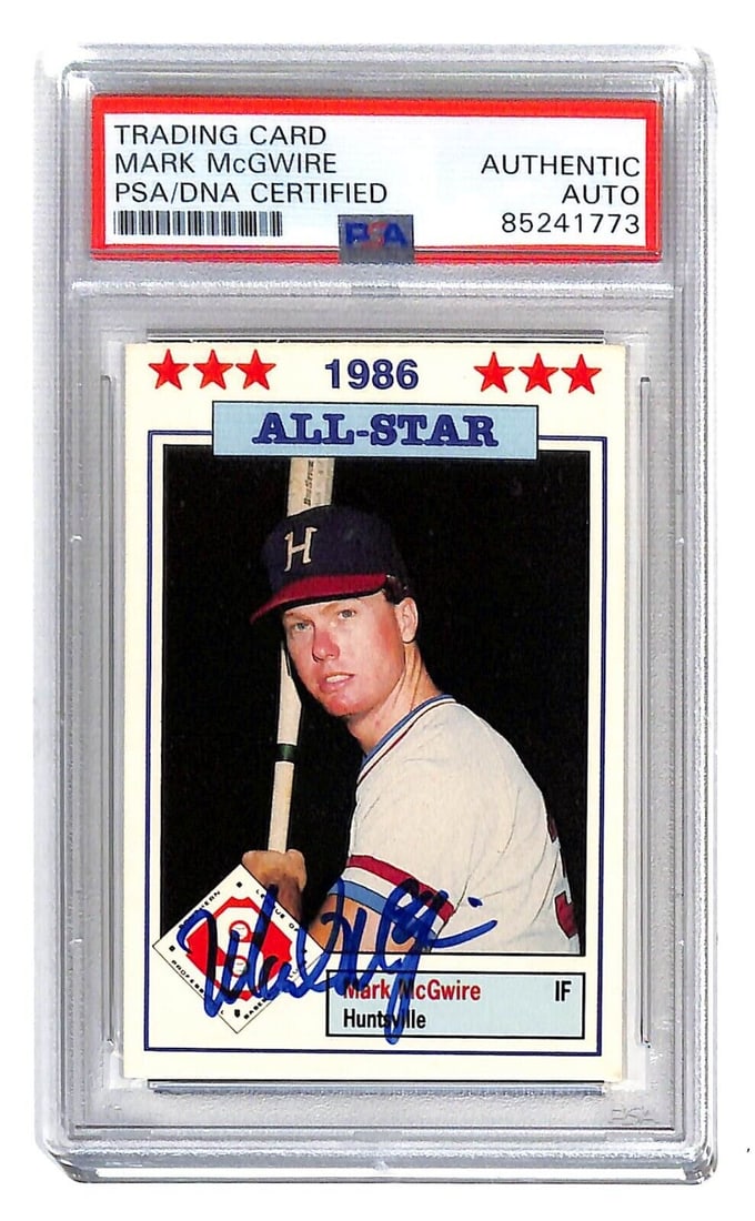 Mark McGwire autographed 1986 Huntsville Stars Minor League Card PSA/DNA 94742: Mark McGwire autographed 1986 Huntsville Stars Minor League Card PSA/DNA 94742 Sport: Baseball Player: Mark McGwire Signed: Yes Autograph Authentication: Professional Sports Authenticator (PSA) Origin