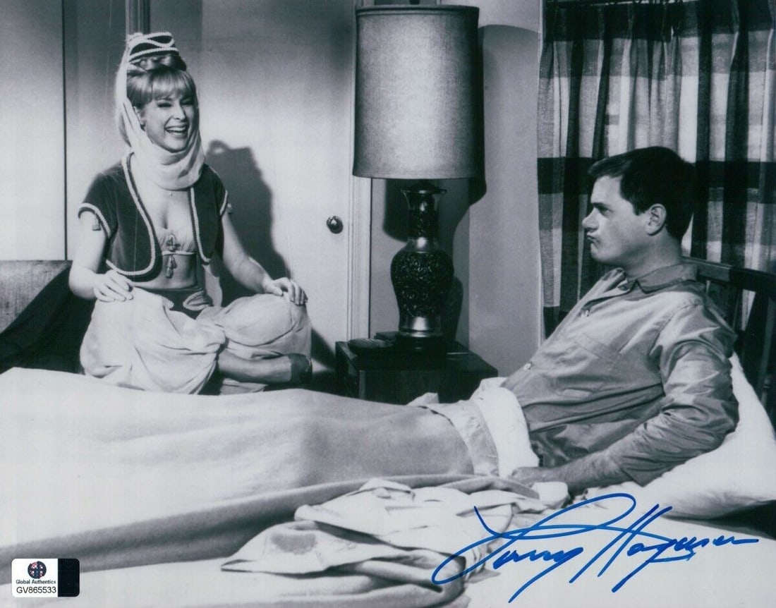 Larry Hagman Signed Autographed 8X10 Photo I Dream of Jeannie in Bed GA: Larry Hagman Signed Autographed 8X10 Photo I Dream of Jeannie in Bed GA Object Type: Photograph Industry: Television Original/Reproduction: Original Autograph Authentication: Global Authentics Pre-Own