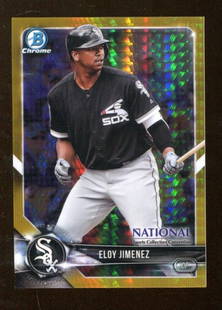 Eloy Jimenez 2018 Bowman Chrome National Gold Refractor 1/50 White Sox 52798: Eloy Jimenez 2018 Bowman Chrome National Gold Refractor 1/50 White Sox 52798 Sport: Baseball Pre-Owned While the lot images are representative of the item, the size, placement and strength of the sign