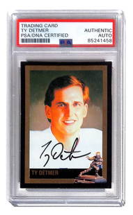 Ty Detmer autographed Heisman Card BYU 1990 PSA/DNA 1458: Ty Detmer autographed Heisman Card BYU 1990 PSA/DNA 1458 Sport: Football Player: Ty Detmer Signed: Yes Autograph Authentication: Professional Sports Authenticator (PSA) Original/Reprint: Original
