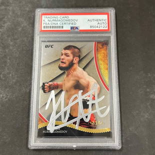 2018 Topps #UFCT-KN Khabib Nurmagomedov Signed Card PSA Slabbed: 2018 Topps #UFCT-KN Khabib Nurmagomedov Signed Card PSA Slabbed Pre-Owned While the lot images are representative of the item, the size, placement and strength of the signature may vary. Each item is