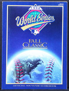 1992 World Series Blue Jays vs. Braves Official Souvenir Scorebook Magazine: 1992 World Series Blue Jays vs. Braves Official Souvenir Scorebook Magazine Sport: Baseball Product: Magazine Original/Reprint: Original Pre-Owned While the lot images are representative of the
