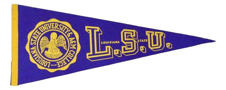 1960s LSU Tigers Pennant 30" Louisiana State University 85643: 1960s LSU Tigers Pennant 30" Louisiana State University 85643 Sport: Football Year: 1960 Original/Reproduction: Original Country/Region of Manufacture: United States Team: LSU Tigers Original//Reprodu