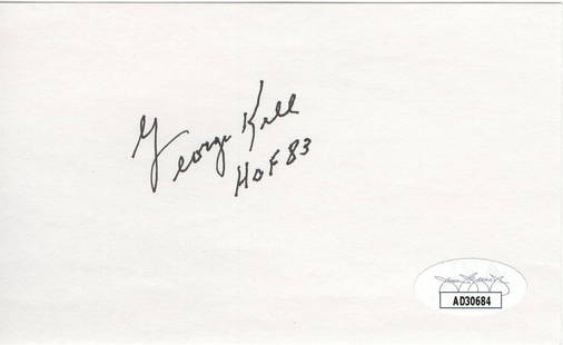 George Kell Signed Autographed Index Card Detroit Tigers "HOF 83" JSA: George Kell Signed Autographed Index Card Detroit Tigers "HOF 83" JSA Sport: Baseball Product: Index Card Original/Reprint: Original Player: George Kell Team: Detroit Tigers Autograph Authentication: