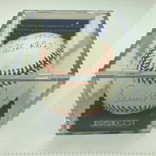 Ernie Banks Signed Autographed Heavily Inscribed STAT Baseball PSA DNA COA: Ernie Banks Signed Autographed Heavily Inscribed STAT Baseball PSA DNA COA Product: Ball Sport: Baseball-MLB Autograph Authentication: Professional Sports Authenticator (PSA) Team: Chicago Cubs