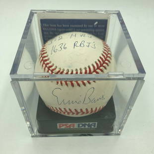 Ernie Banks Signed Autographed Heavily Inscribed STAT Baseball PSA DNA COA: Ernie Banks Signed Autographed Heavily Inscribed STAT Baseball PSA DNA COA Product: Ball Sport: Baseball-MLB Autograph Authentication: Professional Sports Authenticator (PSA) Team: Chicago Cubs Player