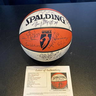 2000 WNBA All Star Game Signed Basketball 30 Sigs JSA Lisa Leslie Sheryl Swoope: 2000 WNBA All Star Game Signed Basketball 30 Sigs JSA Lisa Leslie Sheryl Swoope Product: Ball Sport: Basketball-WNBA Autograph Authentication: James Spence (JSA) Player: Lisa Leslie Original/Reprint: