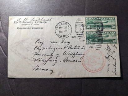 1930 USA LZ 127 Graf Zeppelin Pair C13 First Flight Cover FFC Chicago to Germany: 1930 USA LZ 127 Graf Zeppelin Pair C13 First Flight Cover FFC Chicago to Germany Place Of Origin: United States Quality: Used Event: First Flight Grade: Ungraded Topic: Aviation Certification:
