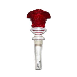 Rosenthal Versace Medusa Red Frosted Crystal Wine Bottle Stopper