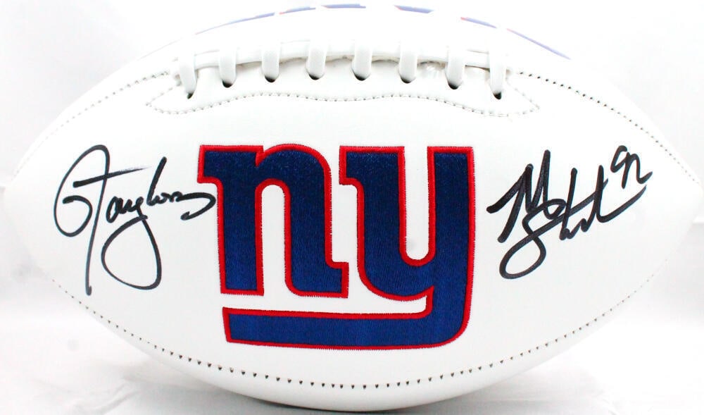 Strahan/Taylor Autographed New York Giants Logo Football-Beckett W Hologram: Strahan/Taylor Autographed New York Giants Logo Football-Beckett W Hologram Sport: Football-NFL Product: Ball Original/Reprint: Original Player: Michael Strahan Team: New York Giants Autograph Authent