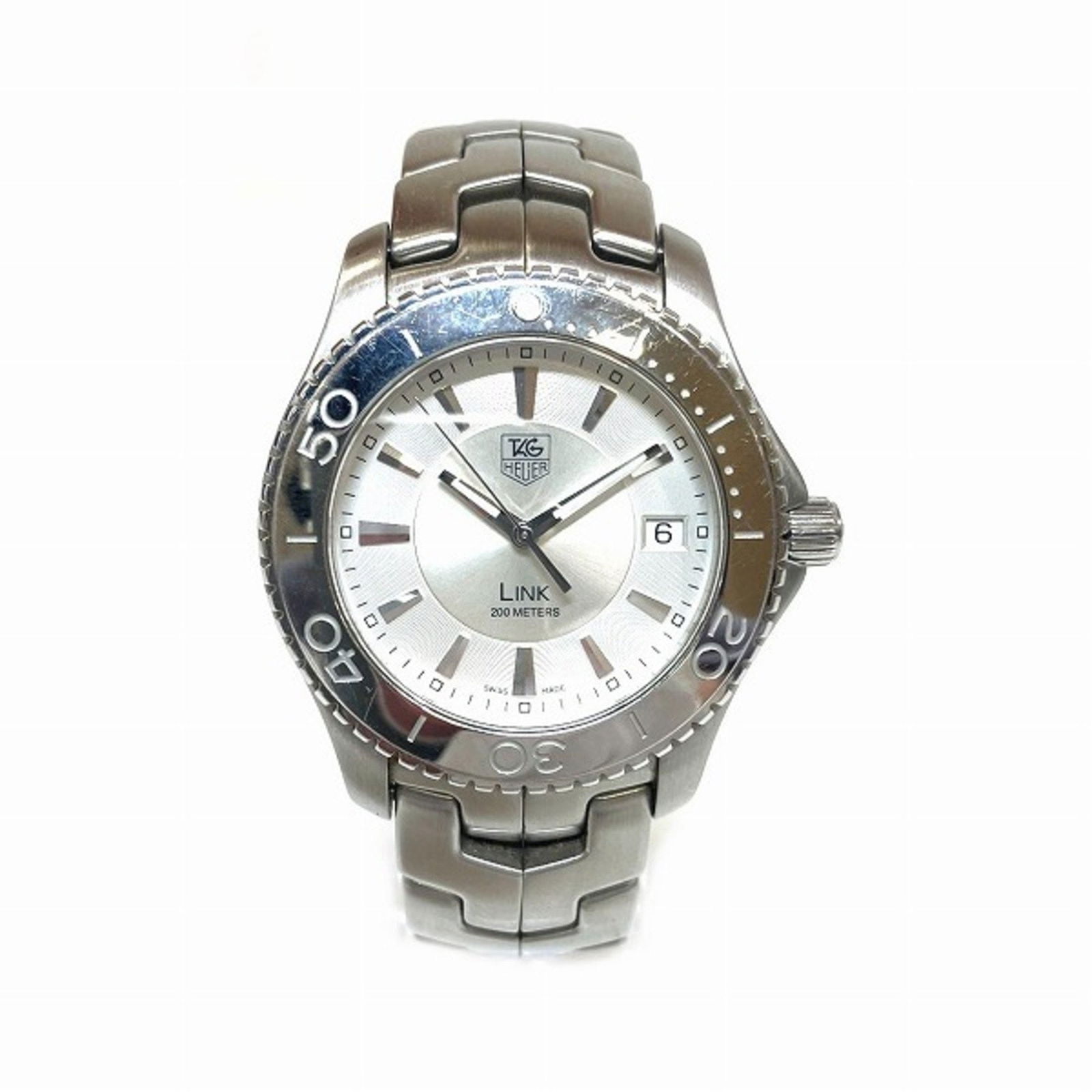Tag Heuer Link Date WJ1111 Quartz Silver Dial Watch Men's: Tag Heuer Link Date WJ1111 Quartz Silver Dial Watch Men's Brand: Tag Heuer Type: Wristwatch Gender: Men Material (Case): Stainless steel Material (Band): Stainless steel Color (Dial): Silver Movement:
