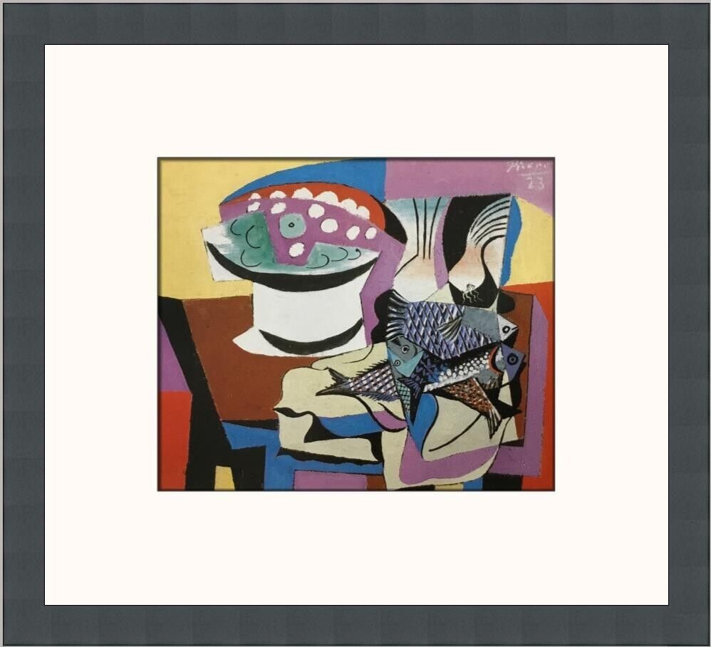 Pablo Picasso Still Life with Fish Custom Framed Print: Pablo Picasso Still Life with Fish Custom Framed Print Artist: Pablo Picasso Unit Of Sale: Single-Piece Work Size: Medium Custom Bundle: No Item Length: 13 in Region Of Origin: united states Framing: 