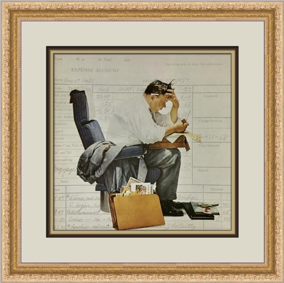 Norman Rockwell Expenses Custom Framed Print: Norman Rockwell Expenses Custom Framed Print Unit Of Sale: Single Piece Artist: Norman Rockwell Size: Medium Item Length: 17 in Region Of Origin: United States Framing: Matted & Framed Personalize: No