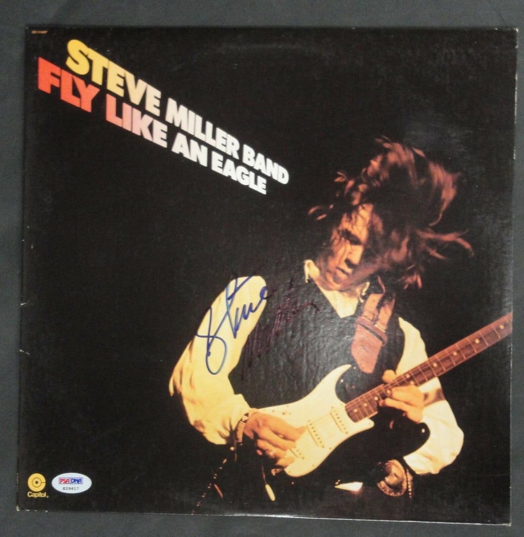 Steve Miller Band Hand Signed Auto Record Album Fly Like an Eagle PSA: Steve Miller Band Hand Signed Auto Record Album Fly Like an Eagle PSA Industry: Music Object Type: Record Original/Reproduction: Original Autograph Authentication: Professional Sports (PSA/DNA) Player