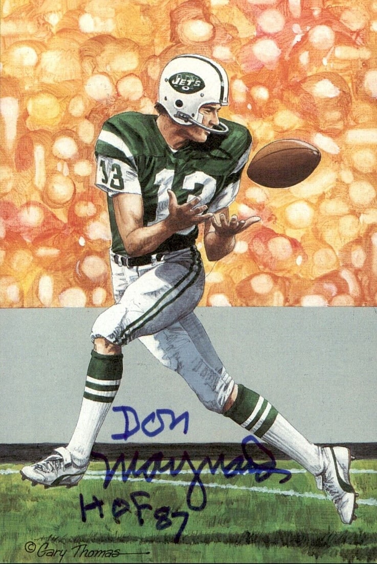 Don Maynard HOF Autographed/Inscr Goal Line Art GLAC Postcard New York Jets JSA: Don Maynard HOF Autographed/Inscr Goal Line Art GLAC Postcard New York Jets JSA Sport: Football Product: Postcard Original/Reprint: Original Autograph Authentication: Seller Team: New York Jets League