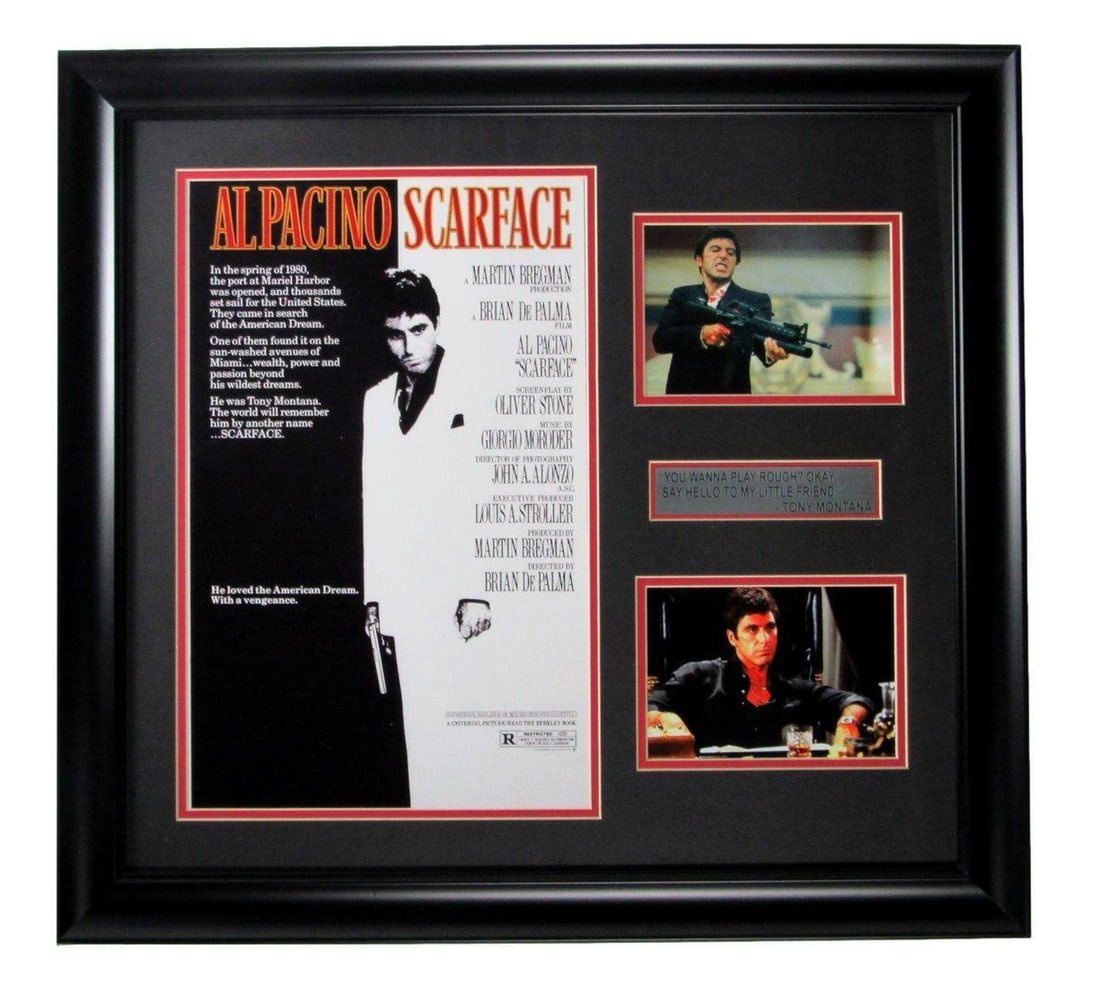 Al Pacino "Scarface" Unsigned 11x17 Movie Poster w/ Photo Collage Framed 166662: Al Pacino "Scarface" Unsigned 11x17 Movie Poster w/ Photo Collage Framed 166662 Industry: Movies Original/Reproduction: Original Autograph Authentication: Seller Pre-Owned While the lot images are rep