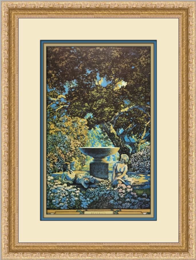 Maxfield Parrish Reveries Custom Framed Print: Maxfield Parrish Reveries Custom Framed Print Size: Medium Region Of Origin: united states Artist: Maxfield Parrish Production Technique: Lithography Framing: Matted & Framed Style: Impressionism Item