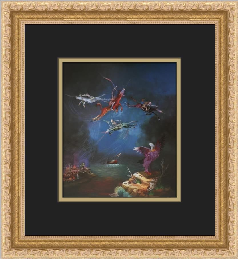 Ivan Vecenaj Four Horsemen of the Apocalypse Custom Framed Print: Ivan Vecenaj Four Horsemen of the Apocalypse Custom Framed Print Size: Medium (up to 36in.) Region Of Origin: United States Artist: Ivan Vecenaj Production Technique: Lithography Framing: Matted & Fra