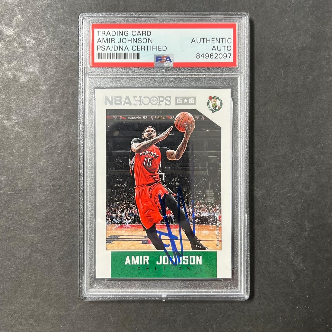 2015-16 NBA Hoops #95 Amir Johnson Signed Card AUTO PSA Slabbed Celtics: 2015-16 NBA Hoops #95 Amir Johnson Signed Card AUTO PSA Slabbed Celtics Pre-Owned While the lot images are representative of the item, the size, placement and strength of the signature may vary. Each 