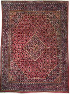 10 x 13 Red Persian Semi-Antique Herati Rug: 10 x 13 Red Persian Semi-Antique Herati Rug Free continental US Shipping Size in Feet: Width: 10 x Length: 13 Size in Inches: Width: 120 in x Length: 156 in Colors: Red Eggplant Purple Weave: 100% Han