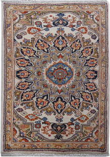 2 x 3 Ivory Persian Hamadan Rug: 2 x 3 Ivory Persian Hamadan Rug Free continental US Shipping Size in Feet: Width: 2 x Length: 3 Size in Inches: Width: 24 in x Length: 36 in Colors: Ivory Beige Weave: 100% Handmade Pile: 3/8 Wool
