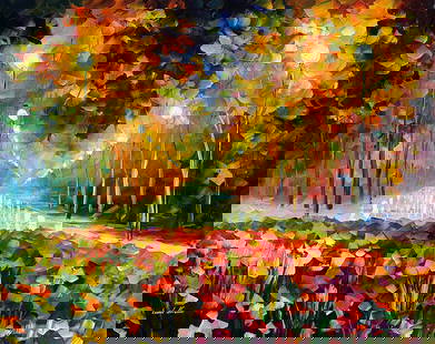 Park Of Roses - Limited Edition 1/25 by Leonid Afremov: Park Of Roses - Limited Edition 1/25 by Leonid AfremovThis is a limited edition giclee hand-painted by Leonid Afremov. This is the first giclee of a small edition of 25 paintings. The rest of the