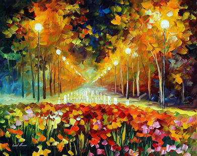 Park Of Roses - Limited Edition 1/25 by Leonid Afremov: Park Of Roses - Limited Edition 1/25 by Leonid AfremovThis is a limited edition giclee hand-painted by Leonid Afremov. This is the first giclee of a small edition of 25 paintings. The rest of the edit