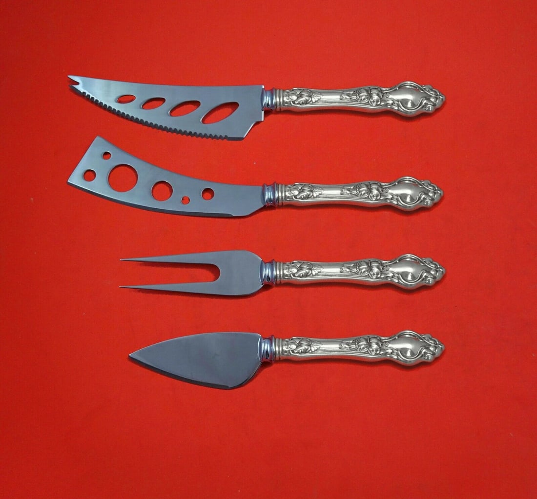 Violet by Wallace Sterling Silver Deluxe Charcuterie Set 4-Piece Custom Made: Violet by Wallace Sterling Silver Deluxe Charcuterie Set 4-Piece Custom Made Violet by wallacesterling silver hollow handles with stainless implement/blades deluxe charcuterie set, custom made in the 