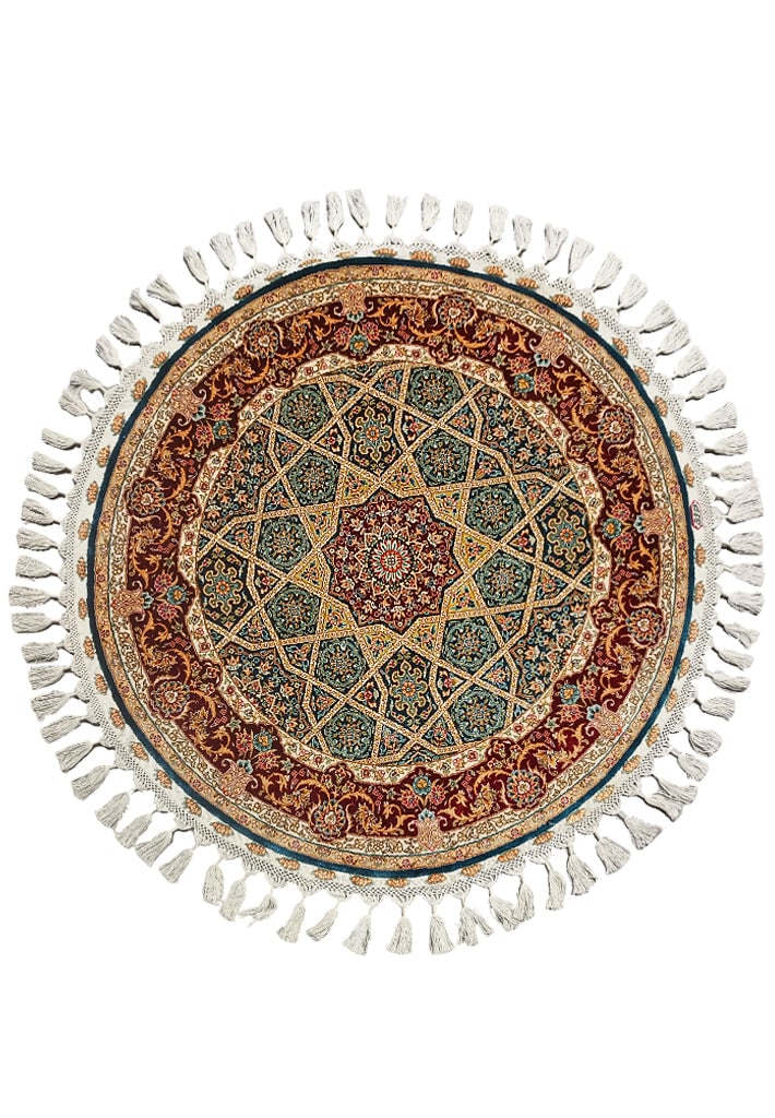 ROUND 3 x 3 AMAZING Colorful SILK RUG DOM: ROUND 3 x 3 AMAZING Colorful SILK RUG DOM Free continental US Shipping Size in Feet: Width: 3 x Length: 3 Size in Inches: Width: 36 in x Length: 36 in Rug Type: Area Rug Colors: Multi Weave: Hand-Knot
