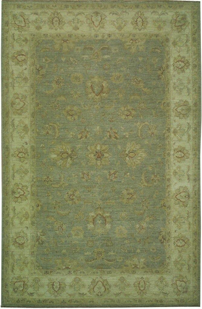 6 x 9 Sage Green Chobi Peshawar Rug: 6 x 9 Sage Green Chobi Peshawar Rug Free continental US Shipping Size in Feet: Width: 6 x Length: 9 Size in Inches: Width: 72 in x Length: 108 in Colors: Sage Green Ivory Weave: 100% Handmade Pile: 5/