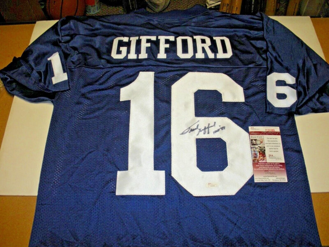 FRANK GIFFORD NEW YORK GIANTS HOF JSA/COA SIGNED OFFICIAL LICENSED REEBOK JERSEY: FRANK GIFFORD NEW YORK GIANTS HOF JSA/COA SIGNED OFFICIAL LICENSED REEBOK JERSEY Product: Jersey Sport: Football-NFL Autograph Authentication: Beckett Authentication Services (BAS) Team: Cleveland Bro