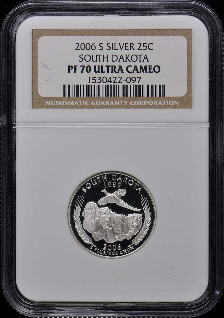 2006 S SILVER Washington Quarter Statehood Set 25C NGC PR70DCAM 5PC: 2006 S SILVER Washington Quarter Statehood Set 25C NGC PR70DCAM 5PC Certification: NGC Certification Number: 1530422097 Grade: PR70 Year: 2006 Circulated/Uncirculated: Uncirculated Strike Type: Proof 