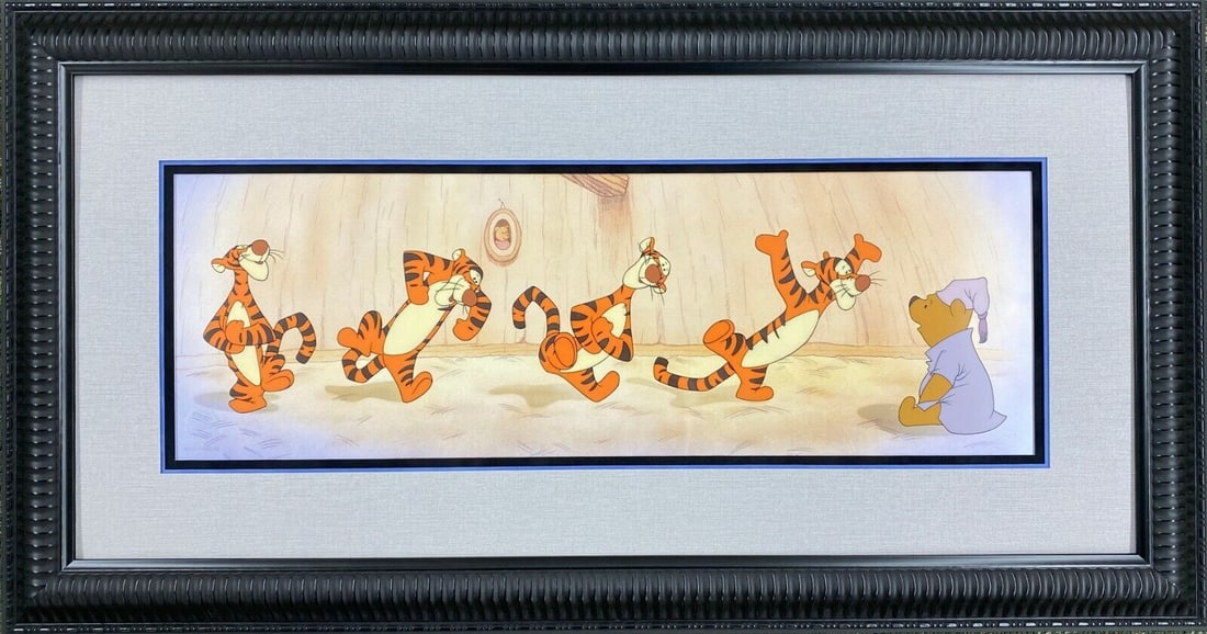 Walt Disney Winnie the Pooh "Pouncy Trouncy Tigger" Animation Cel Custom Framed: Walt Disney Winnie the Pooh "Pouncy Trouncy Tigger" Animation Cel Custom Framed Animation Studio: Disney Character: Winnie the Pooh Tigger Tradition: Western Animation Signed: No Title: Pouncy Trouncy