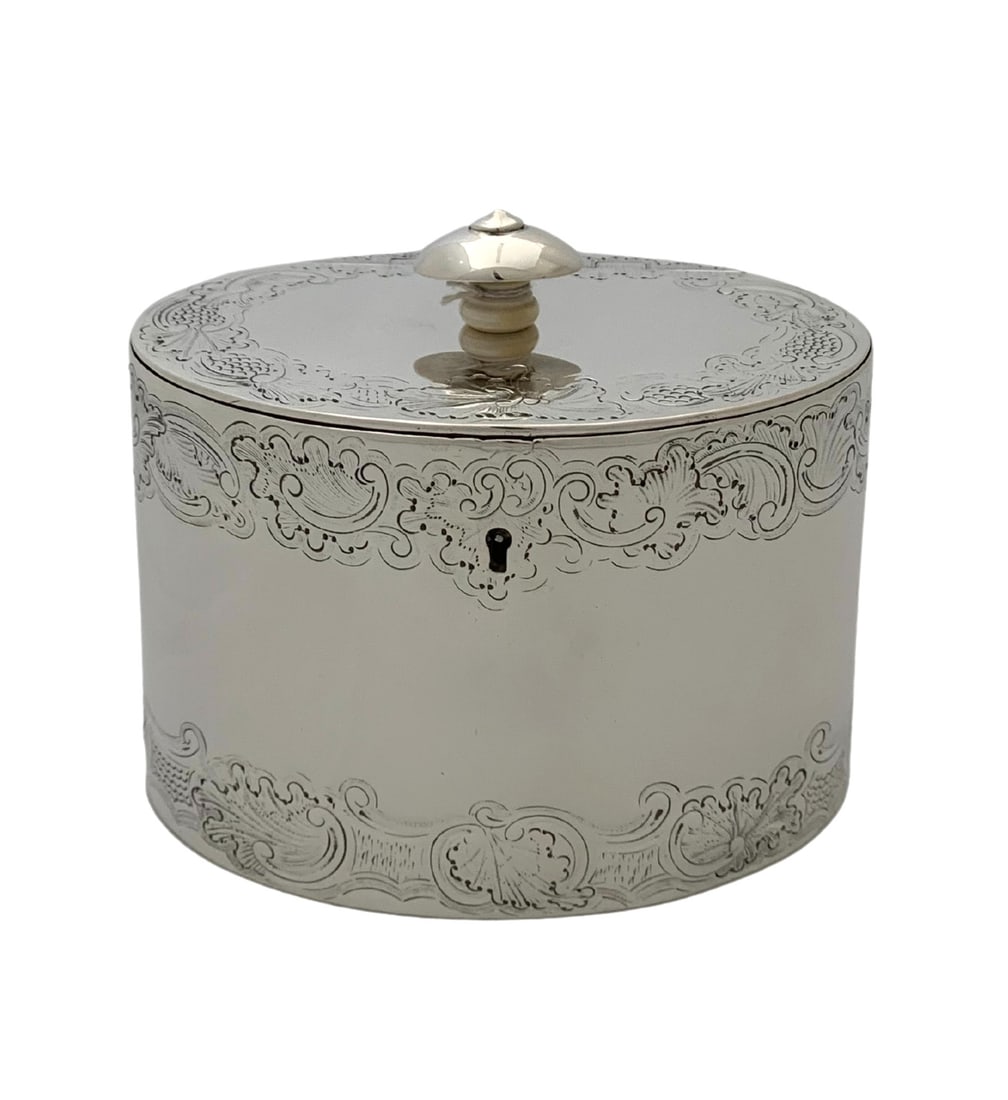 A JOHN SCHOFIELD LONDON 1782 925 STERLING SILVER HANDMADE TEA CADDY ESROG BOX: A JOHN SCHOFIELD LONDON 1782 925 STERLING SILVER HANDMADE TEA CADDY ESROG BOX Composition: Sterling Silver Maker: Made in Italy Antique A John Schofield London 1782 Marks 925 Sterling Silver Tea Caddy