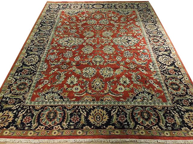 8 x 10 Quality Handmade Agra Rug: 8 x 10 Quality Handmade Agra Rug Free continental US Shipping Size in Feet: Width: 8.1 x Length: 10.3 Size in Inches: Width: 97 in x Length: 123 in Rug Type: Area Rug Colors: Rust Black Green Blue Ivo