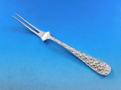 Rose by Stieff Sterling Silver Spinach Fork 2-tine Custom Made 7": Rose by Stieff Sterling Silver Spinach Fork 2-tine Custom Made 7" Rose by stieff sterling silver spinach fork custom made 7" in the pattern rose by stieff. It is not monogrammed and is in excellent