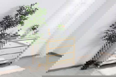 MIRRORED DRESSER GOLD LIVING DINING ROOM BEDROOM BATHROOM 3 DRAWER 40" CABINET: MIRRORED DRESSER GOLD LIVING DINING ROOM BEDROOM BATHROOM 3 DRAWER 40" CABINET Item Depth: 16" Item Height: 32 in Easy: MINOR ASSEMBLY Warranty: 1 year on finish and frame Item Width: 40 in Size: