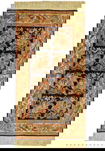 3 x 5 Black Fine Quality English Garden Rug: 3 x 5 Black Fine Quality English Garden Rug Free continental US Shipping Size in Feet: Width: 3 x Length: 5 Size in Inches: Width: 36 in x Length: 60 in Colors: Black Ivory Green Weave: 100%