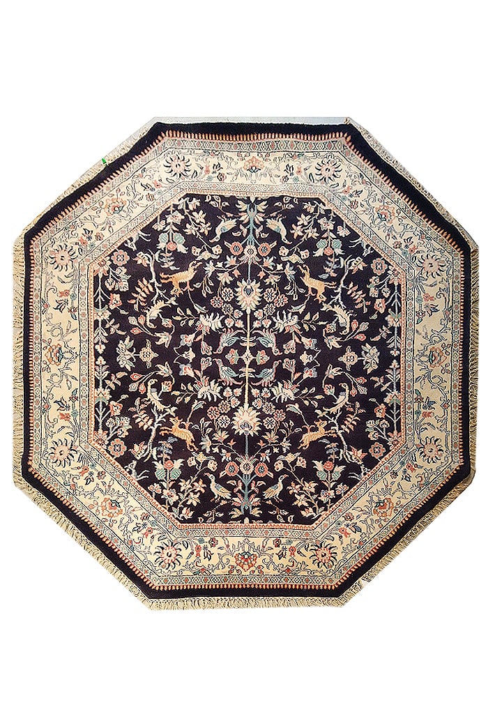 6 x 7 OCTAGONAL Wool Hand-Knotted Rug Paradise Black: 6 x 7 OCTAGONAL Wool Hand-Knotted Rug Paradise Black Free continental US Shipping Size in Feet: Width: 6.6 x Length: 6.7 Size in Inches: Width: 78 in x Length: 79 in Rug Type: Area Rug Colors: Black T