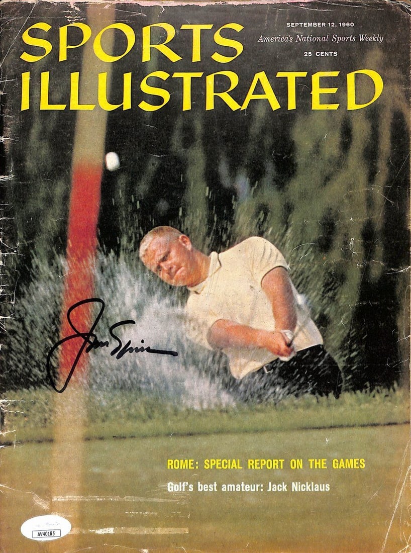 Jack Nicklaus Signed September 12 1960 Sports Illustrated Magazine JSA 190323: Jack Nicklaus Signed September 12 1960 Sports Illustrated Magazine JSA 190323 Original/Reprint: Original Product: Photo Sport: Golf-PGA League: MLB Pre-Owned While the lot images are representative of