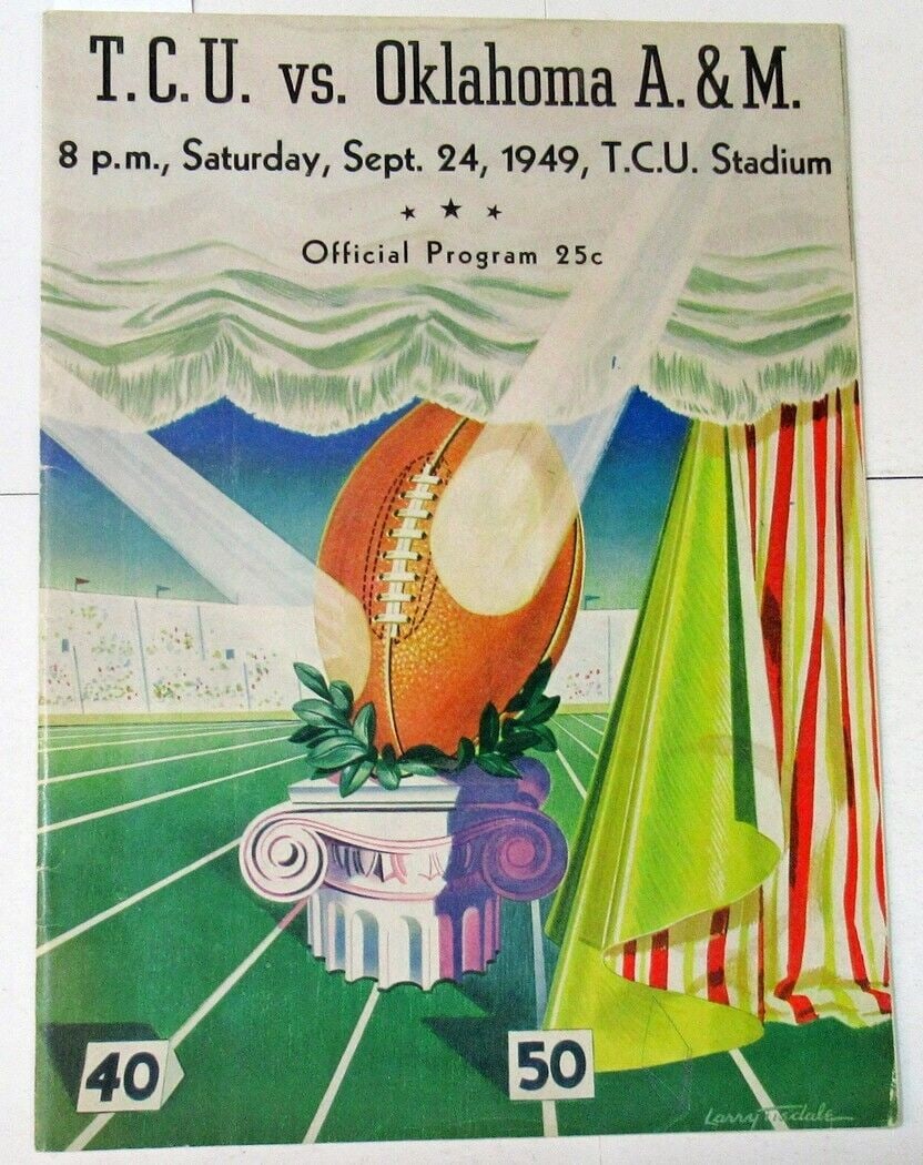 1949 TCU v Oklahoma A&M Football Program 9/24 Shankle Bloxom 50737b39: 1949 TCU v Oklahoma A&M Football Program 9/24 Shankle Bloxom 50737b39 Year: 1949 Team: TCU Horned Frogs Original/Reproduction: Original Country/Region of Manufacture: United States Vintage: Yes Produc
