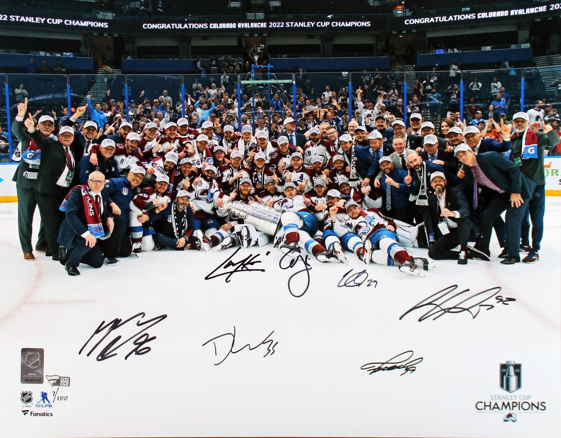 Avalanche (6) MacKinnon Landeskog +4 Signed 16x20 Photo LE #7/100 Fanatics: Avalanche (6) MacKinnon Landeskog +4 Signed 16x20 Photo LE #7/100 Fanatics Sport: Hockey Product: Photo Original/Reprint: Original Player: Nathan MacKinnon Cale Makar Mikko Rantanen Gabriel Landeskog