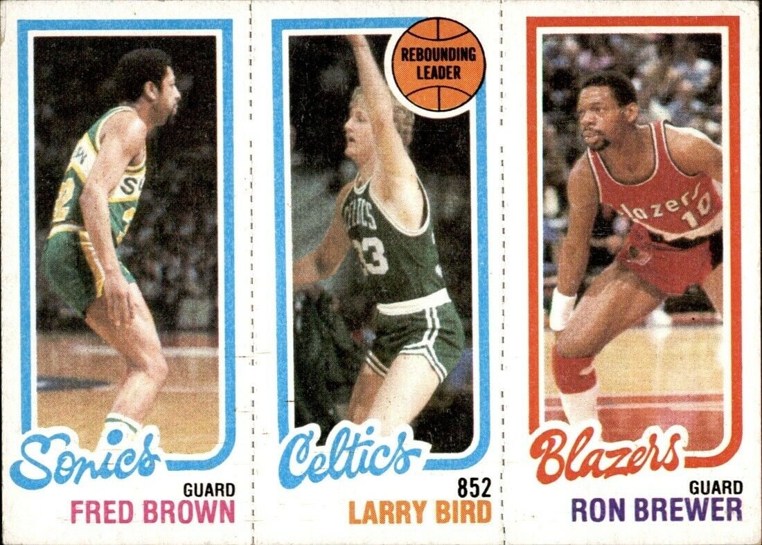 Larry Bird 1980 Topps Rebounding Leader Celtics Ron Brewer Fred Brown 72008: Larry Bird 1980 Topps Rebounding Leader Celtics Ron Brewer Fred Brown 72008 Player: Larry Bird Card Manufacturer: Topps Year: 1980 League: NBA Team: Celtics Original/Reprint: Original Sport: Basketbal