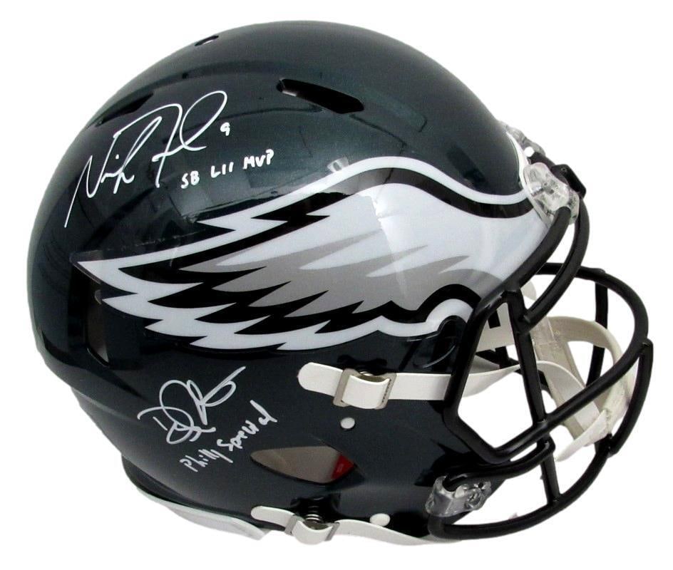 Nick Foles/Doug Pederson Signed/Insc Full Size Helmet Eagles PSA/DNA 188040: Nick Foles/Doug Pederson Signed/Insc Full Size Helmet Eagles PSA/DNA 188040 Original/Reprint: Original Product: Helmet Sport: Football Productname: Chuck Noll Autographed 3x5 Index Card PSA/DNA 186528