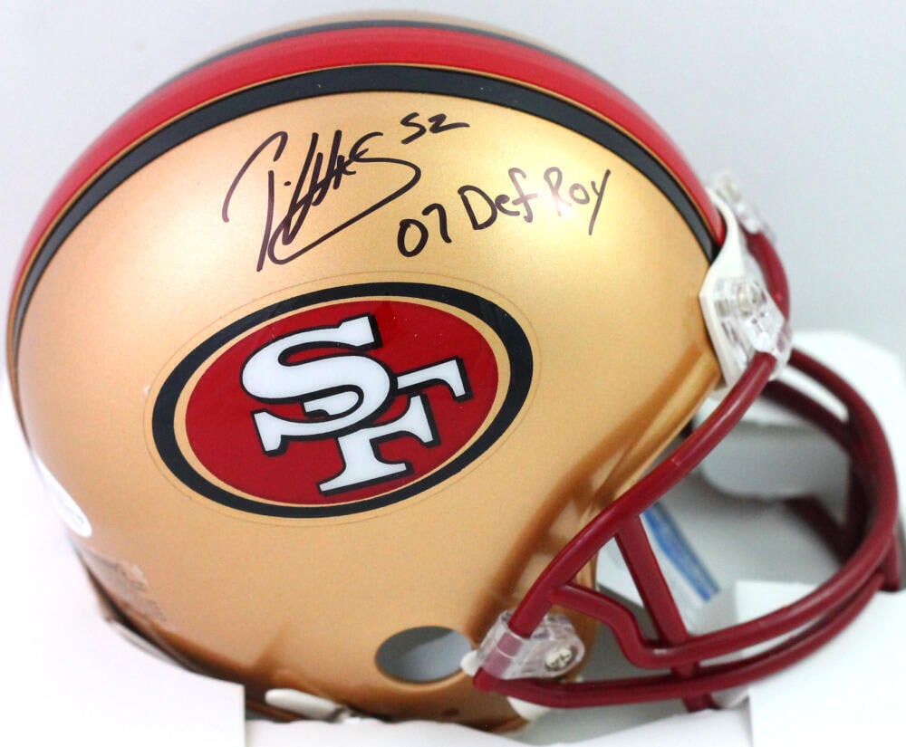 Patrick Willis Signed 49ers 96-08 Mini Helmet w/ 07 Def Roy- Beckett W *Black: Patrick Willis Signed 49ers 96-08 Mini Helmet w/ 07 Def Roy- Beckett W *Black Sport: Football Product: Helmet Original/Reprint: Original Player: Patrick Willis Team: San Francisco 49ers Autograph Auth