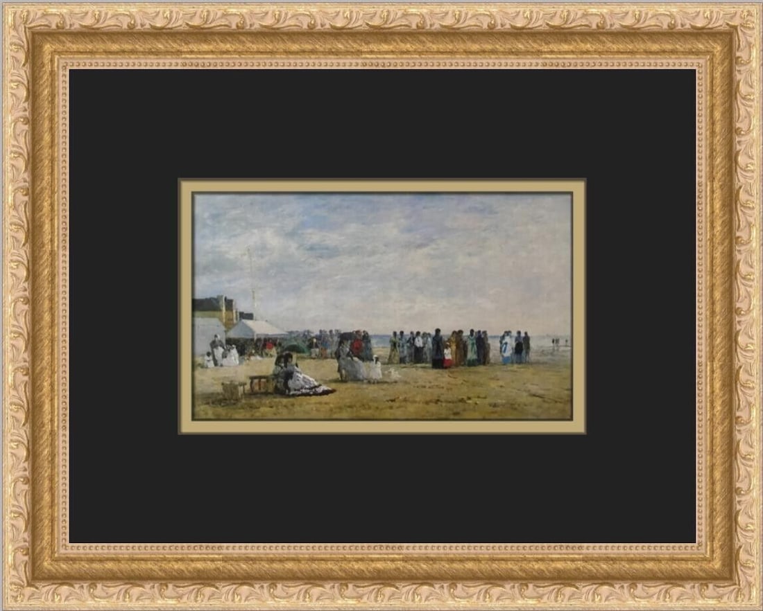 Eugene Boudin Beach Scene in Trouville Custom Framed Print: Eugene Boudin Beach Scene in Trouville Custom Framed Print Unit Of Sale: Single-Piece Work Artist: Eugene Boudin Size: Medium (up to 36in.) Item Length: 13 in Region Of Origin: United States Framing: