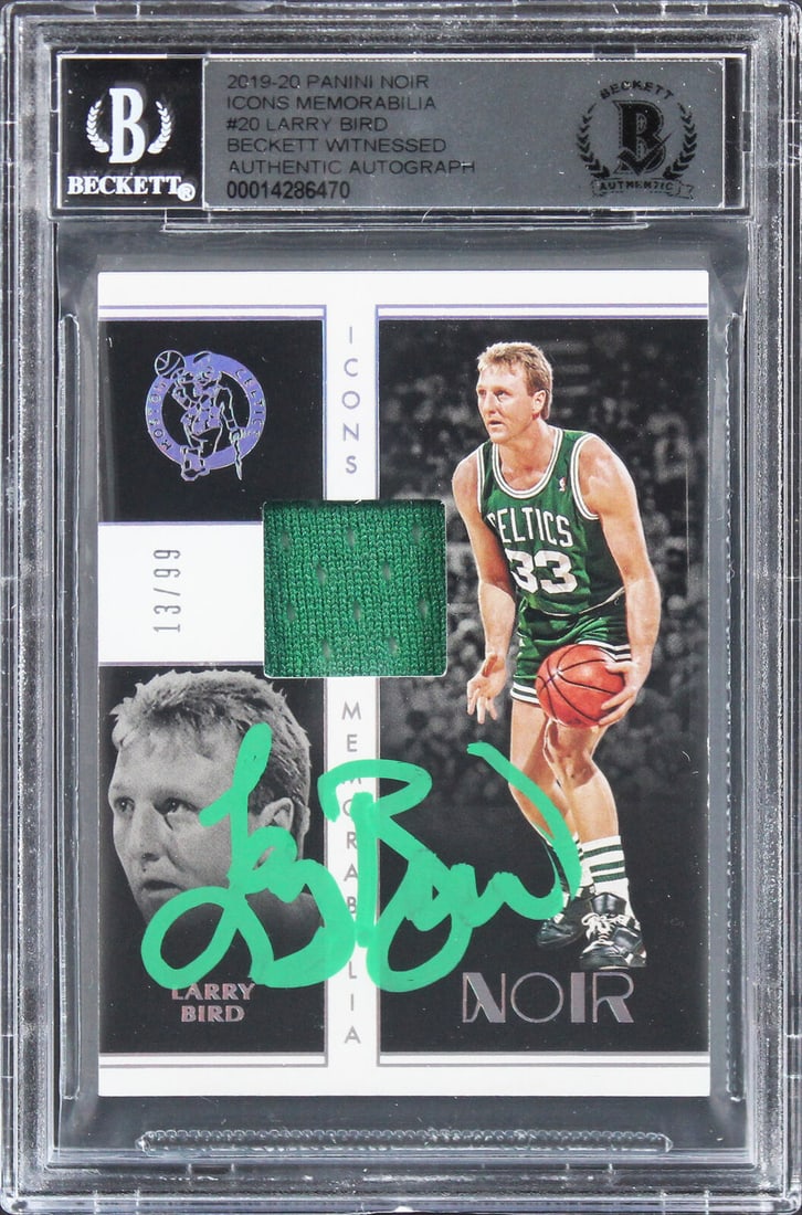 Celtics Larry Bird Signed 2019 Panini Noir Icons Mem #20 #13/99 Card BAS Slabbed: Celtics Larry Bird Signed 2019 Panini Noir Icons Mem #20 #13/99 Card BAS Slabbed Sport: Basketball-NBA League: NBA Team: Boston Celtics Graded: No Product Coa: Beckett Product Signed By Name: Larry Bi